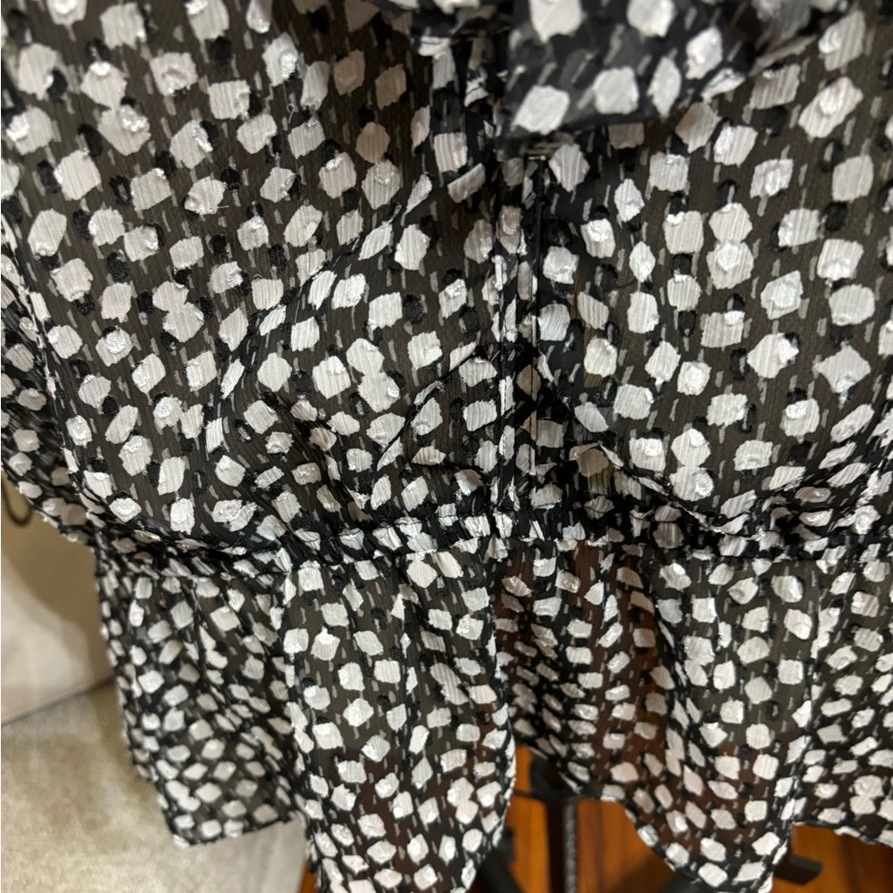 Lane Bryant Black-and-white Polkadot Ruffled Blouse - Picture 3 of 7